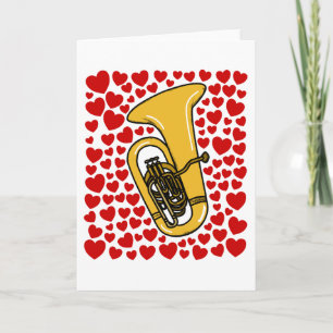 Tuba mit Herzen Valentinstag-Jubiläumskarte Feiertagskarte