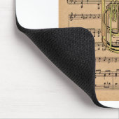 Tuba ~ mit Notenen-Hintergrund Mousepad (Ecke)