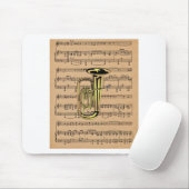 Tuba ~ mit Notenen-Hintergrund Mousepad (Mit Mouse)