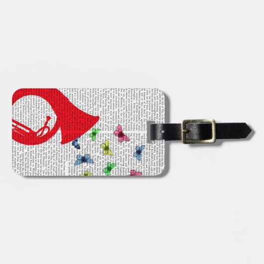 Tuba mit Schmetterlingen Gepäckanhänger (Vorderseite horizontal)