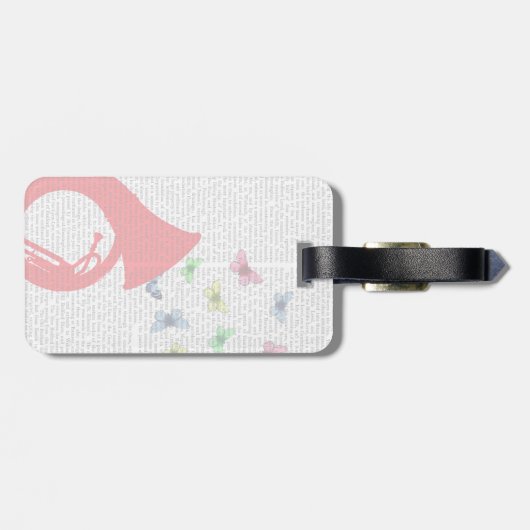 Tuba mit Schmetterlingen Gepäckanhänger (Rückseite horizontal)