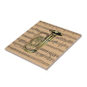 Tuba ~ mit Sheet Music Background Fliese (Seite)