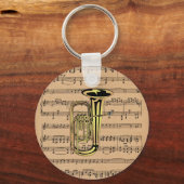 Tuba ~ mit Sheet Music Background Schlüsselanhänger (Vorderseite)