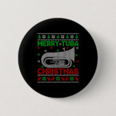 Tuba Music Lover Xmas Lighting Ugly Merry Tuba Chr Button (Vorderseite)