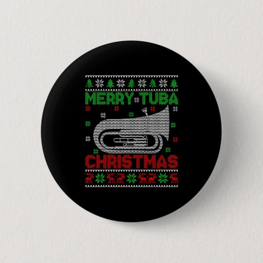 Tuba Music Lover Xmas Lighting Ugly Merry Tuba Chr Button (Vorderseite)