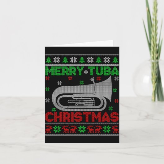 Tuba Music Lover Xmas Lighting Ugly Merry Tuba Chr Karte (Vorderseite)