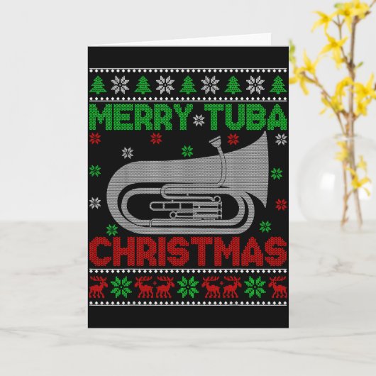 Tuba Music Lover Xmas Lighting Ugly Merry Tuba Chr Karte (Gelbe Blume)