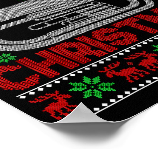 Tuba Music Lover Xmas Lighting Ugly Merry Tuba Chr Poster (Ecke)