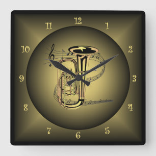 Tuba-~Musical Instrument-~Musical Kugel ~ Skala ~ Quadratische Wanduhr