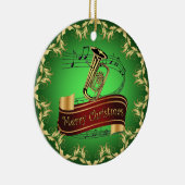 Tuba ~ Musical Scroll ~ Frohe Weihnachten ~ * ~ Keramik Ornament (Rechts)