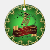 Tuba ~ Musical Scroll ~ Frohe Weihnachten ~ * ~ Keramik Ornament (Hinten)
