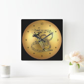 Tuba ~ musikalisches Rolle ~ Golden Quadratische Wanduhr (Zuhause)