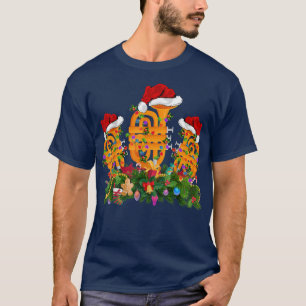 Tuba-Musikliebhaber Xmas-Beleuchtung Santa-Hut Tub T-Shirt