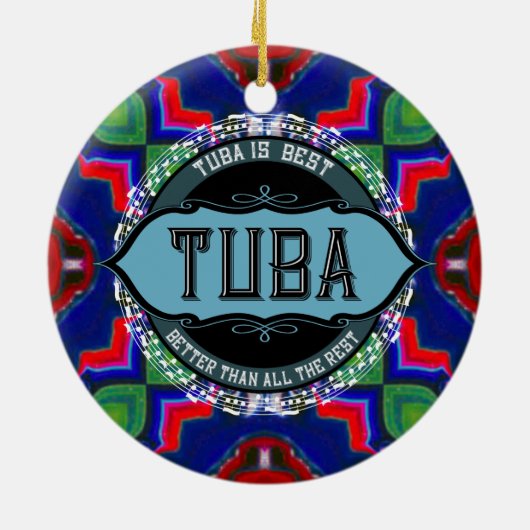 Tuba-Musiknote Keramik Ornament (Hinten)