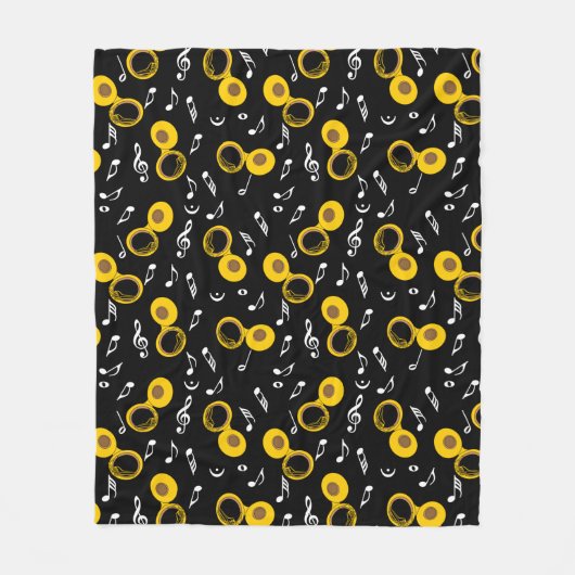 Tuba Musiknotens Pattern Fleecedecke (Vorderseite)