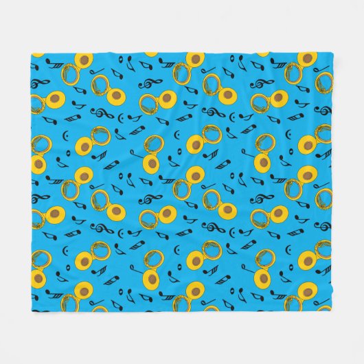 Tuba Musiknotens Pattern Fleecedecke (Vorderseite (Horizontal))