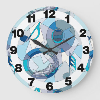 Tuba Noten Fragmente Große Wanduhr