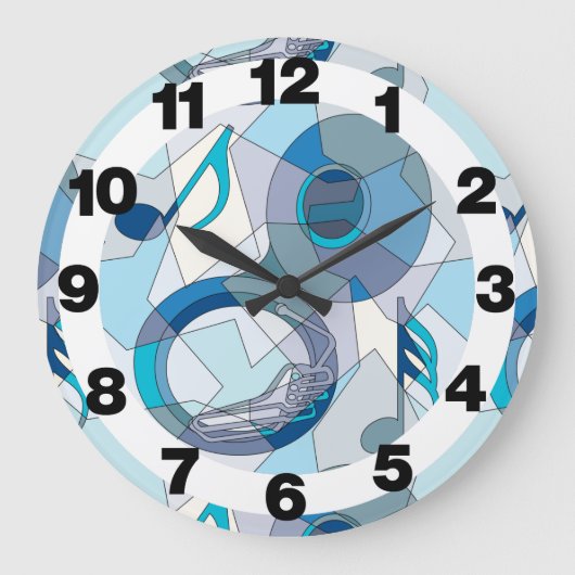Tuba Noten Fragmente Große Wanduhr (Vorderseite)
