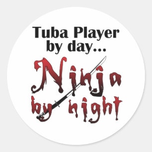 Tuba Player by Day... Runder Aufkleber