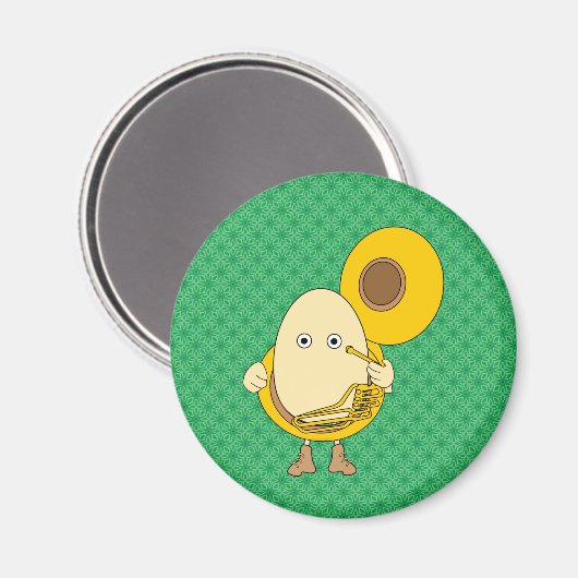Tuba Player Egghead Magnet (Vorderseite/Rückseite)
