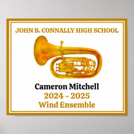 Tuba Player High School Band Gold Personalisiert Poster
