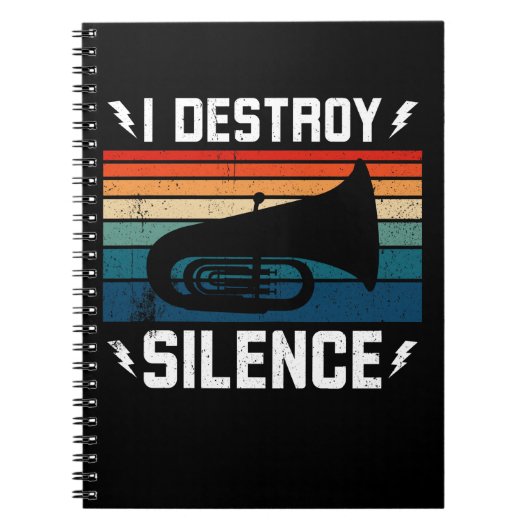 Tuba Player I Destroy Silence Tuba Notizblock (Vorderseite)