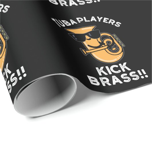 Tuba Players Kick Brass Funny Music Pub Dark BG Geschenkpapier (Rolleneckpunkt)