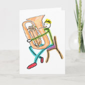Tuba Playing Stickman Karte (Vorderseite)