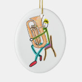 Tuba Playing Stickman Keramik Ornament (Rechts)