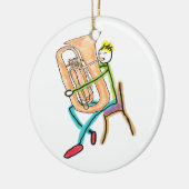 Tuba Playing Stickman Keramik Ornament (Links)