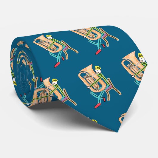 Tuba Playing Stickman Krawatte (Gerollt)