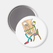 Tuba Playing Stickman Magnet (Vorderseite/Rückseite)