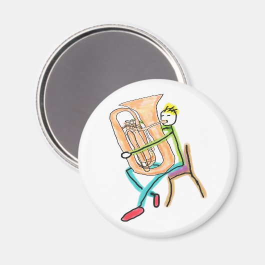 Tuba Playing Stickman Magnet (Vorderseite/Rückseite)