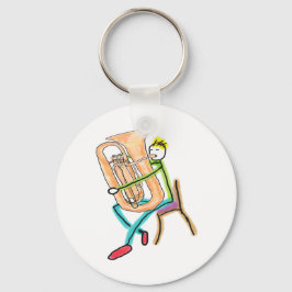 Tuba Playing Stickman Schlüsselanhänger