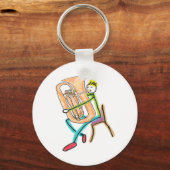 Tuba Playing Stickman Schlüsselanhänger (Rückseite)