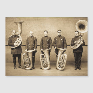 Tuba-Polizisten Vintage Police Brass Band (Sepia) Magnetkarte