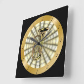 Tuba ~Rolled Noten ~Black oder jede mögliche Farbe Quadratische Wanduhr (Winkel)