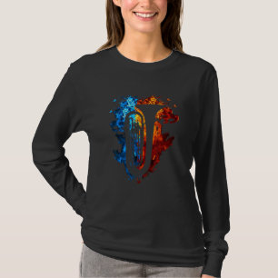 Tuba Rot Blau Feuer Musikinstrument Feuer Kunst T-Shirt