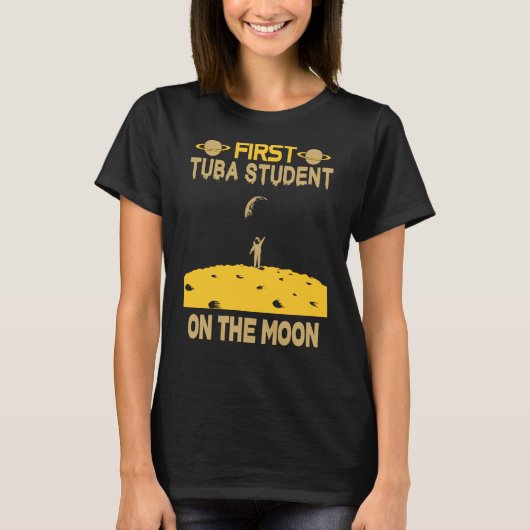 Tuba-Schüler auf dem Mond T-Shirt (Vorderseite)