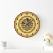 ~ Tuba ~ Sheet Music ~ Gold Background ~  Große Wanduhr (Zuhause)