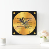 Tuba ~ Sheet Music ~ Gold Record ~ Quadratische Wanduhr (Zuhause)