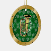 Tuba ~ Silver ~ Green ~ Gold ~ Weihnachten ~ Keramik Ornament (Rechts)