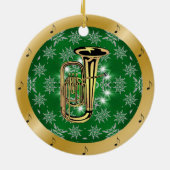 Tuba ~ Silver ~ Green ~ Gold ~ Weihnachten ~ Keramik Ornament (Hinten)