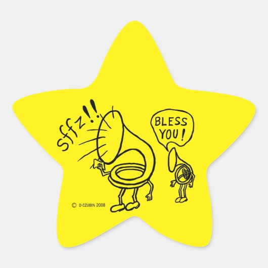 Tuba Sneeze Border Star Sticker (Vorderseite)