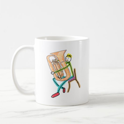 Tuba spielender Stockmann Kaffeetasse (Links)