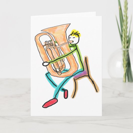 Tuba spielender Stockmann Karte (Vorderseite)