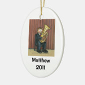 Tuba-Spieler-personalisierte Verzierung Keramik Ornament (Links)