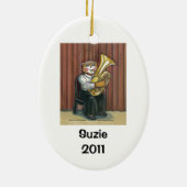 Tuba-Spieler-personalisierte Verzierung Keramikornament (Hinten)