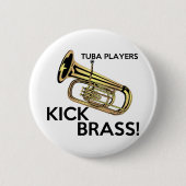 Tuba-Spieler-Tritt-Messing Button (Vorderseite)