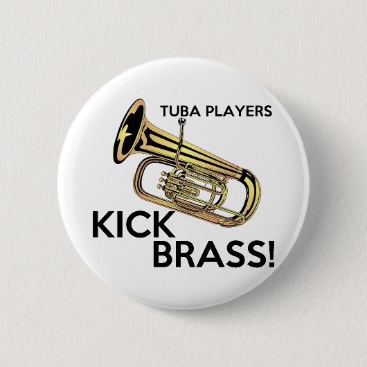 Tuba-Spieler-Tritt-Messing Button (Vorderseite)